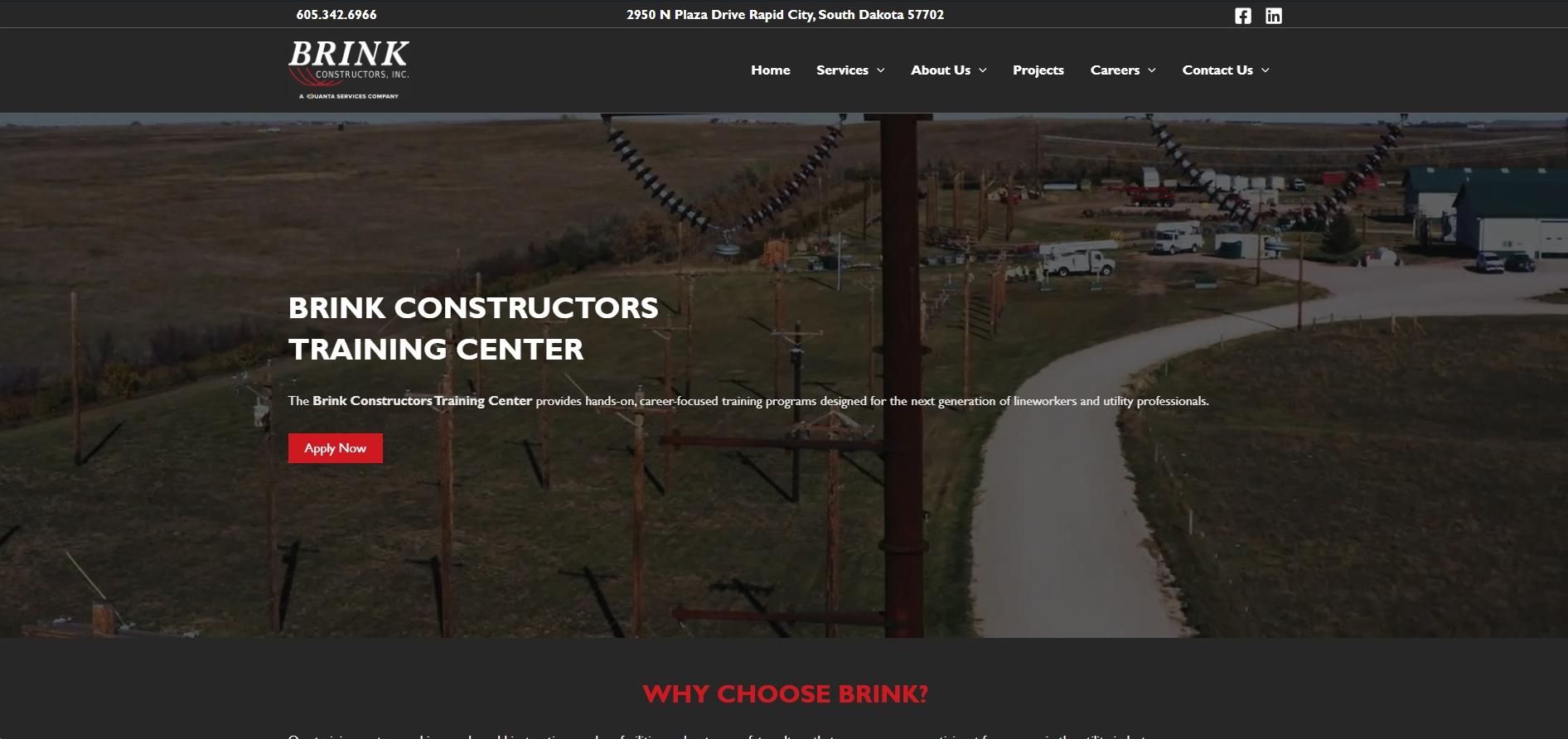Screenshot of Brink Training Center Page